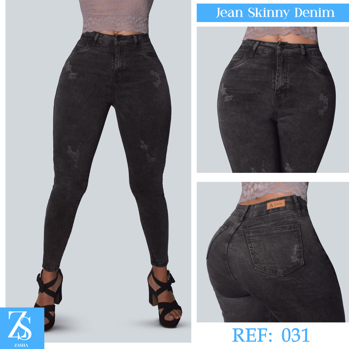 JEANS SKINNY MUJER TIRO ALTO GRIS 031
