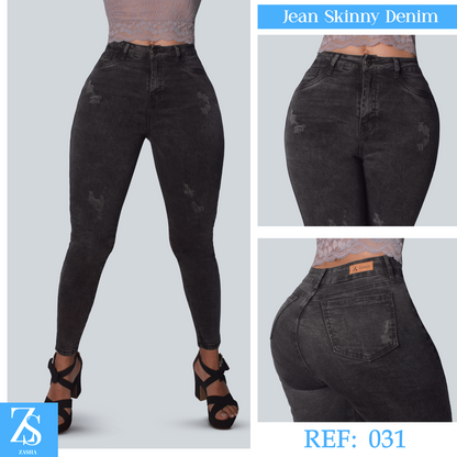 JEANS SKINNY MUJER TIRO ALTO GRIS 031