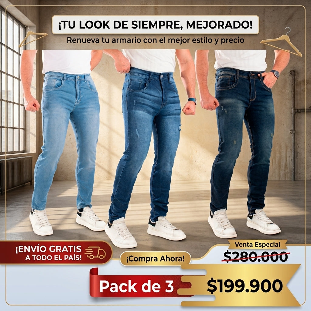 PACK X 3 Jeans Premium de Hombre