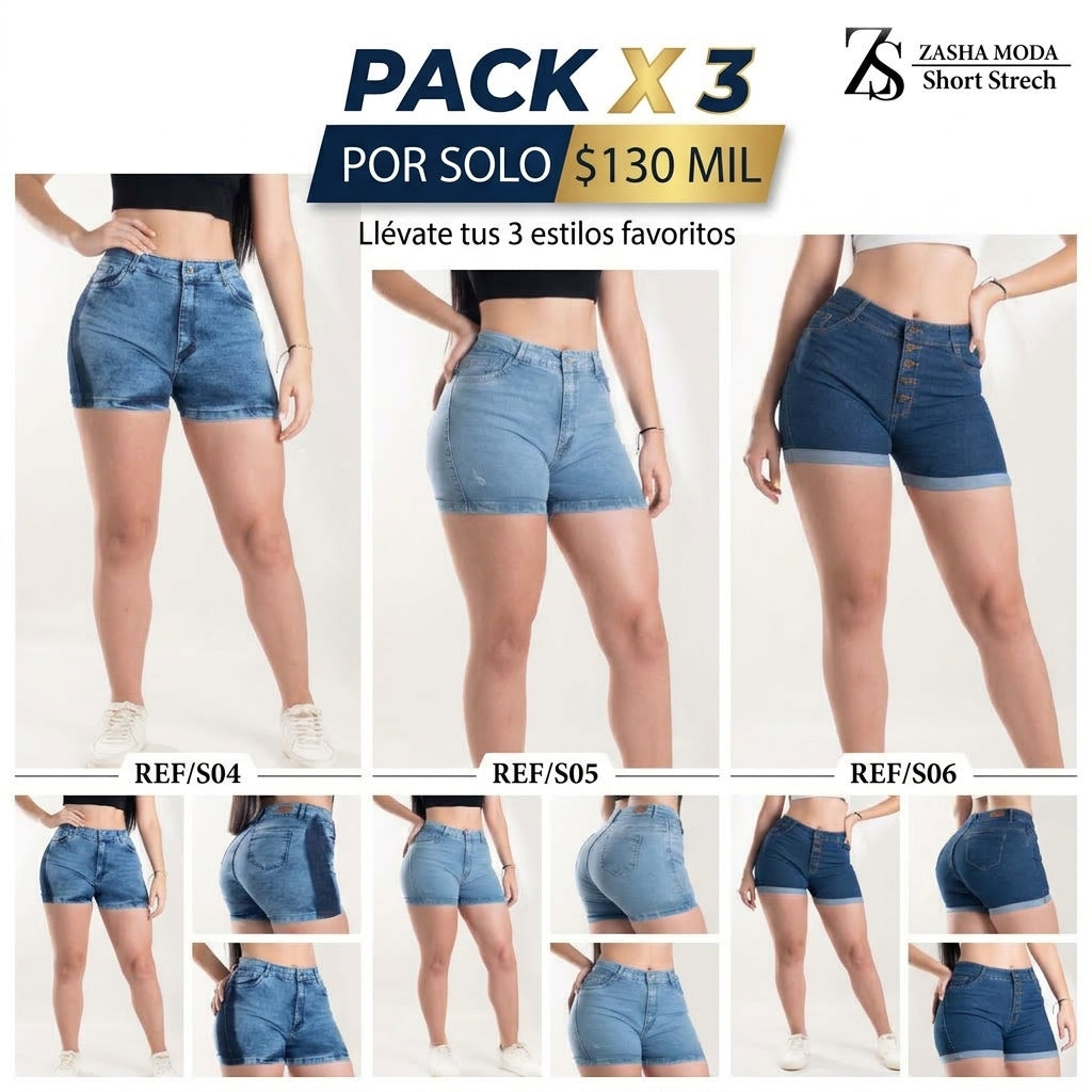 Pack x 3 short