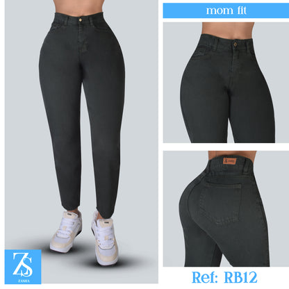JEANS MOM FIT VERDE OLIVA RB12